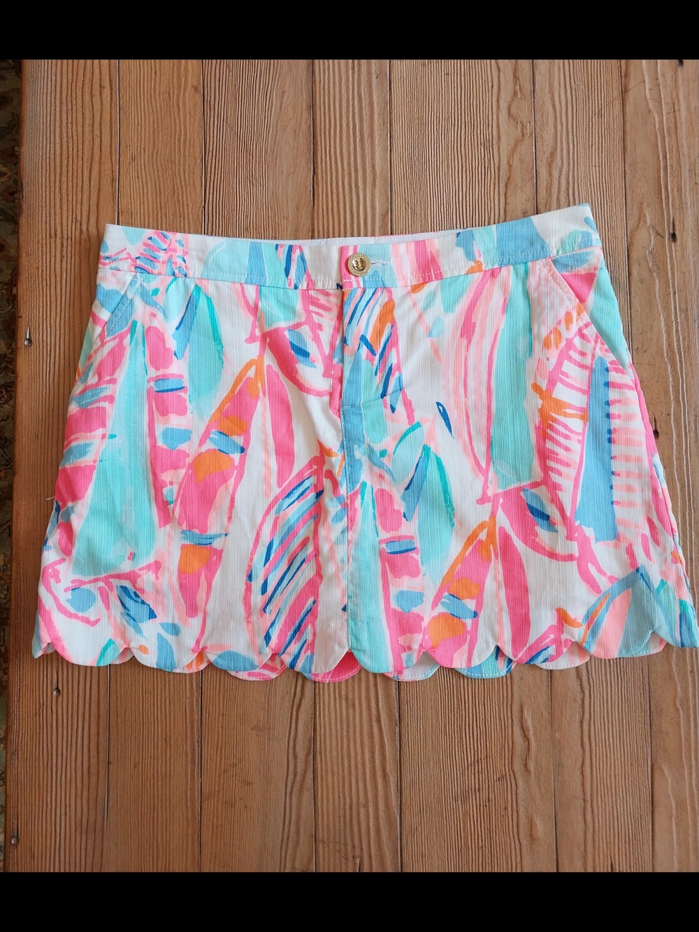 Lilly Pulitzer Pink, Teal & Coral Scallop Hem Skort